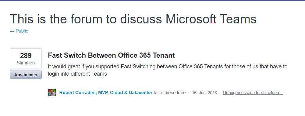 Microsoft Teams UserVoice Forum