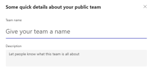 Rules for Teams templates: Create a team from scratch