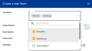 my-IAM TeamSpace: Select locations for team visibility