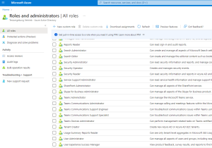 Integrated administrator roles in Azure