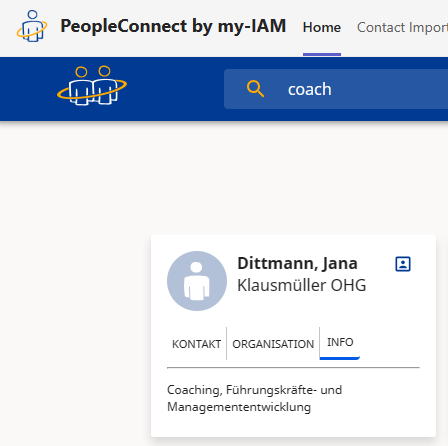 Suche nach speziellen Skills in my-IAM PeopleConnect