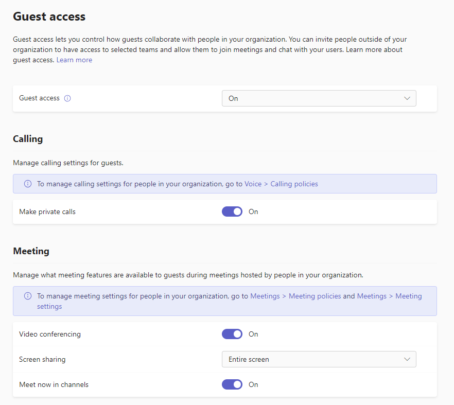 Guest access in the MS Teams admin center
