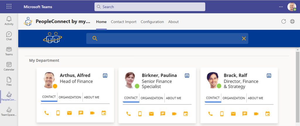 my-IAM PeopleConnect: All contacts directly integrated in MS Teams
