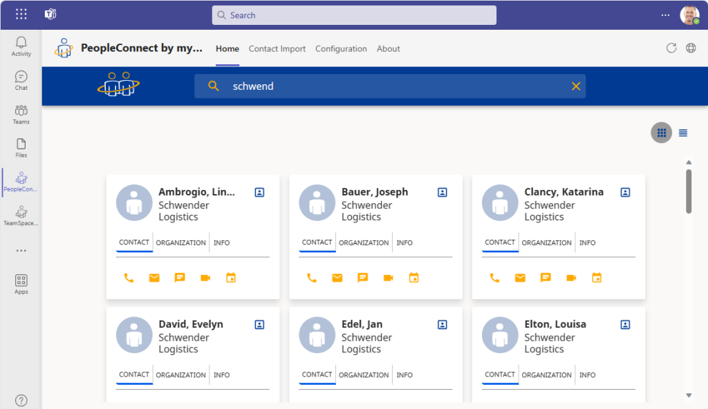 my-IAM PeopleConnect: Contacts from CRM system in MS Teams