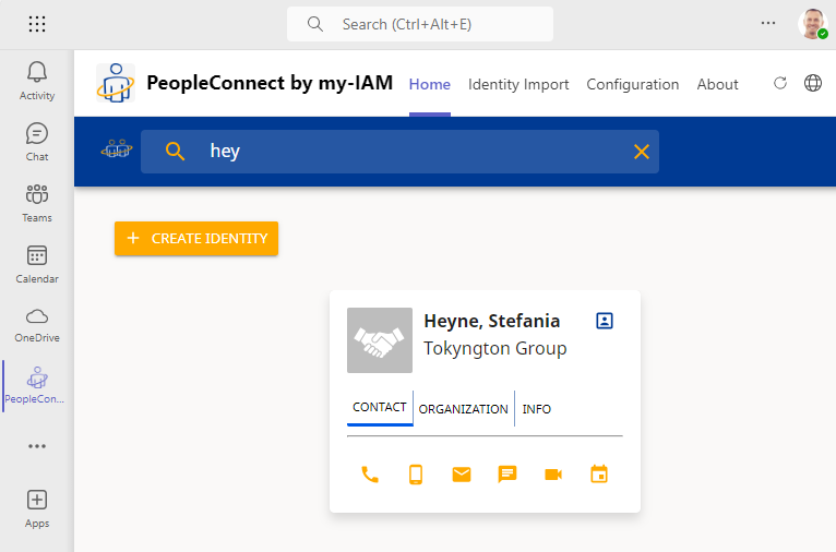 PeopleConnect: Search for contact