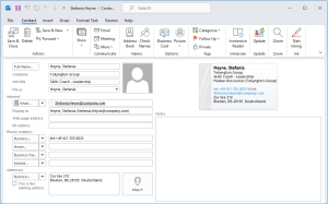 Show vCards in Outlook