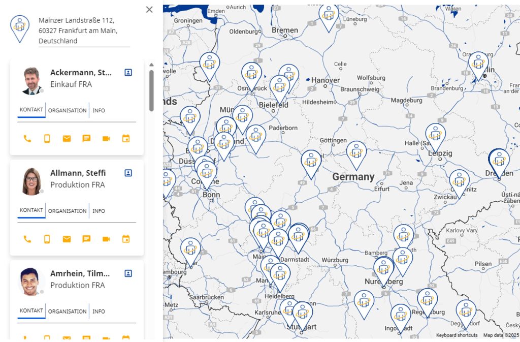 PeopleConnect 2.3 mit Standort- und Kontaktinformationen