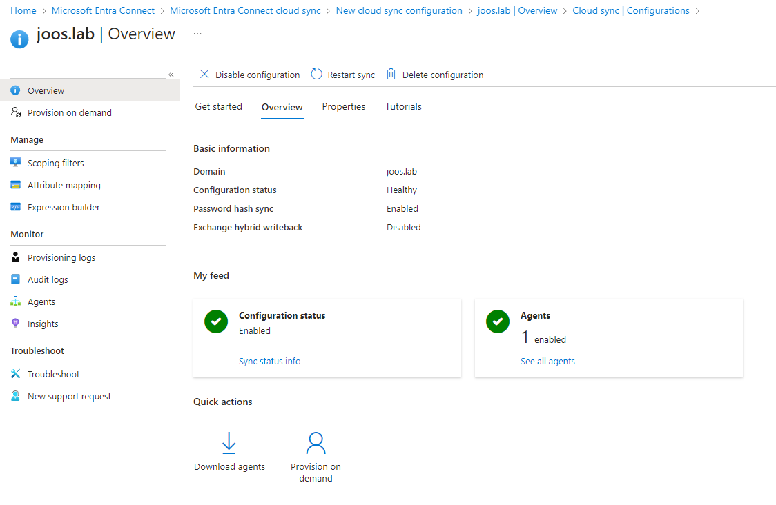 Synchronization of AD with Entra ID via Entra Cloud Connect